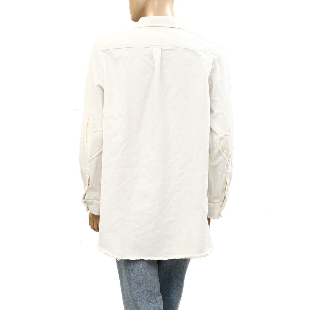 Kerri Rosenthal Mia Shirt Quilted Patch Shirt Top Buttondown Cotton L 287852 - Picture 3 of 5